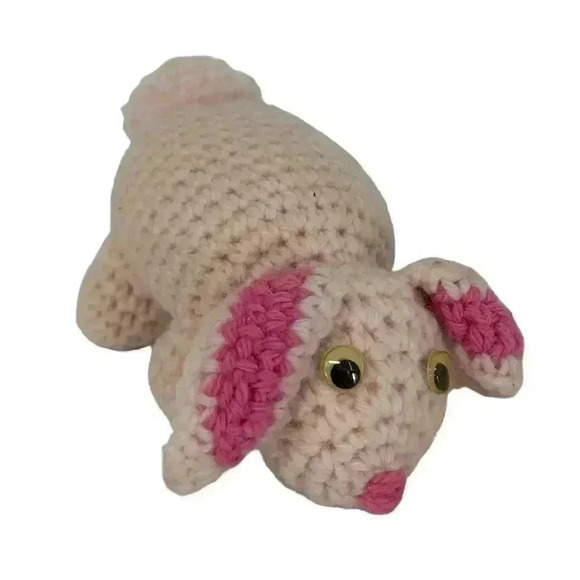 VINTAGE CROCHETED PERFECT EASTER BUNDLE BASKET EGG CHICK TWO BUNNIES HANDMADE - Picture 7 of 16